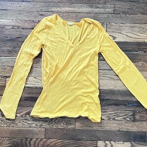 Goldenrod yellow J. CREW soft cotton long sleeve deep v neck tee. Really comfy.